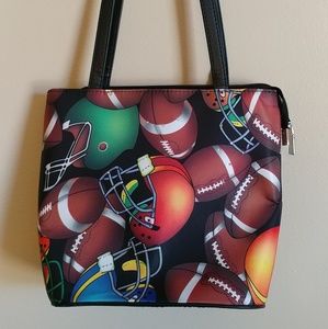 Football print purse with rhinestones